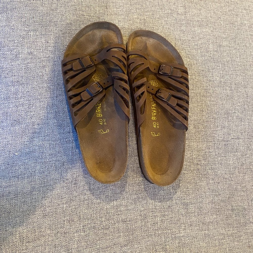 Birkenstock 40 Womens Granada Double Buckle Tan sandals